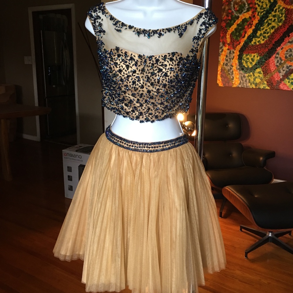 Sherri Hill 2 piece nude and navy prom dress NWT